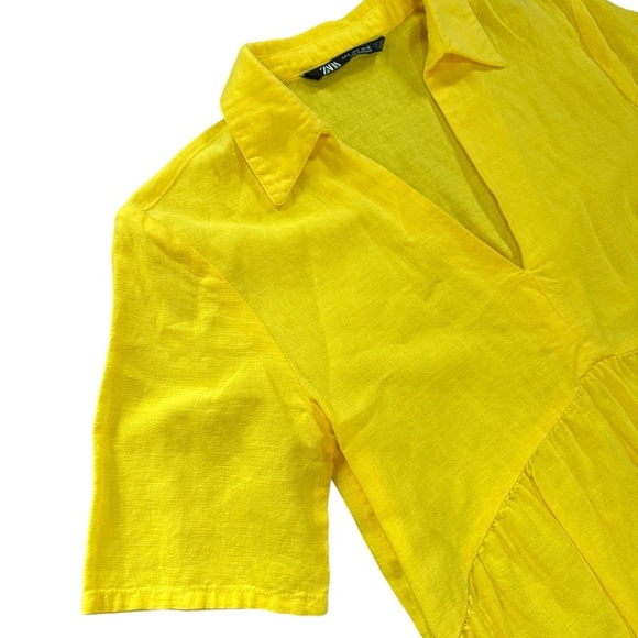 Zara Sunny Yellow Collared Mini Dress - Picture 4 of 8